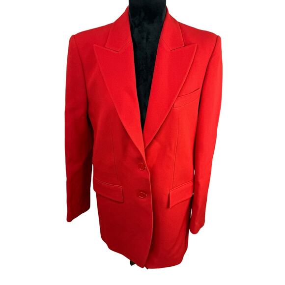 Michael Kors Collection Double Crepe Sablé Boyfriend Blazer in Poppy Red - Picture 7 of 14